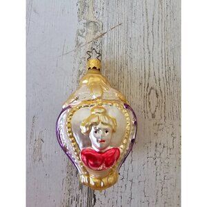 Vintage Inge‎ glas Victorian rose bottle ornament Xmas tree glitter